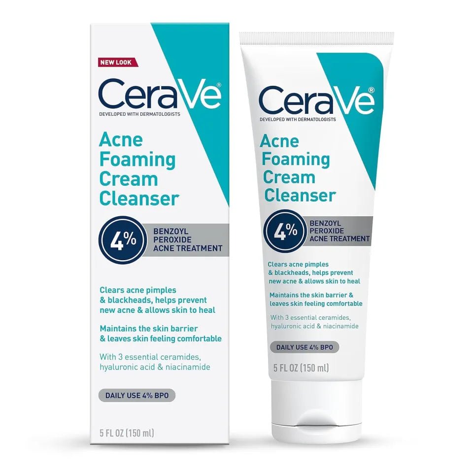Cerave Acne Foaming Cream Cleanser With 4% Benzoyl Peroxide (150ml) - Beasymart