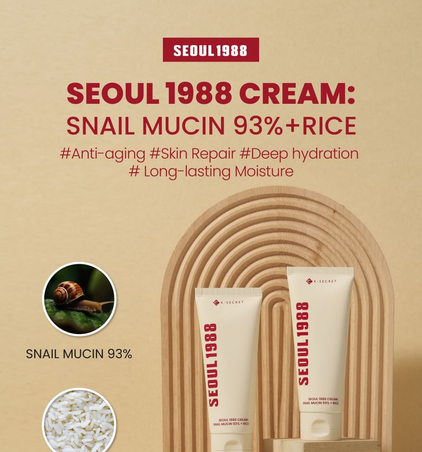 K Secret Seoul 1988 Cream Snail Mucin 93% And Rice 100ml - Beasymart