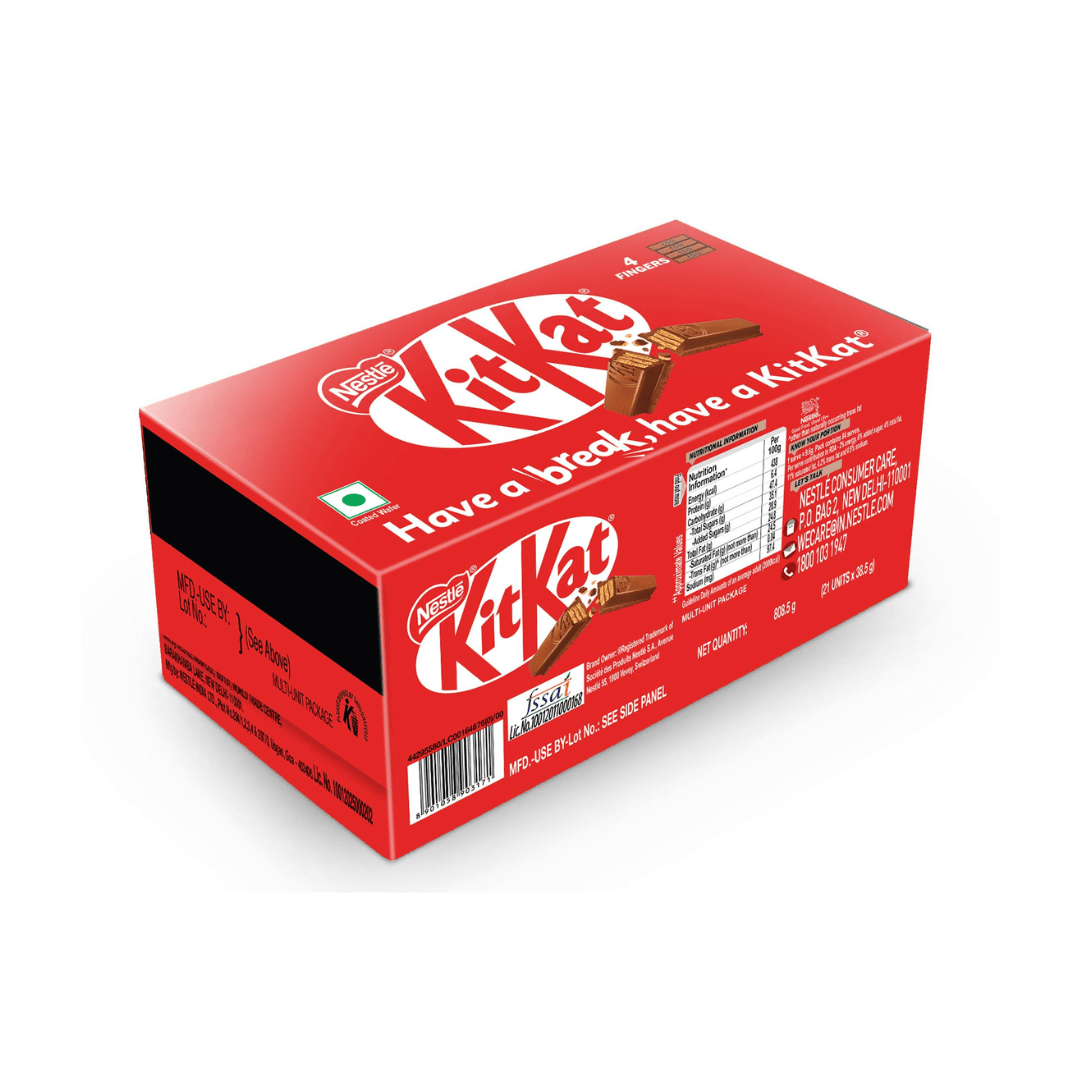 KitKat Chocolate 4 Finger – Crispy Wafer | Quick Snack & Energy Bite 38.5g X 21pcs = 808g Full Box - Beasymart