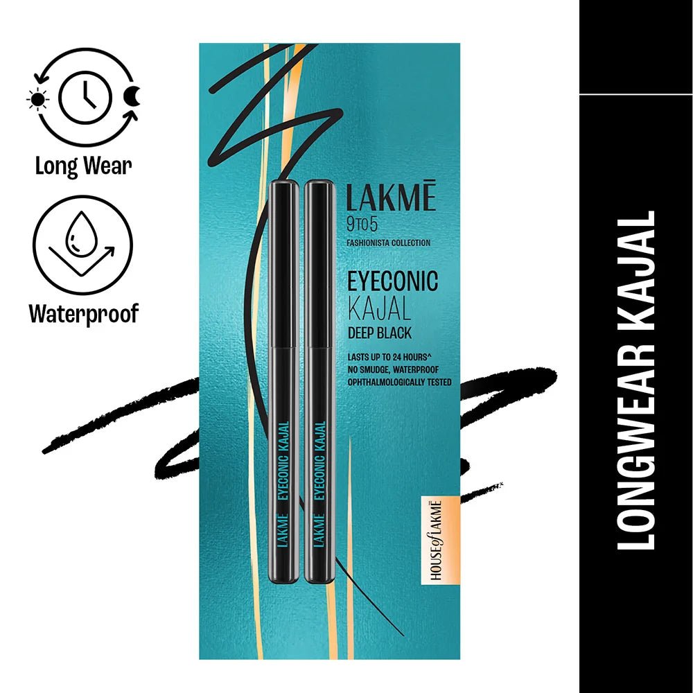 Lakme Eyeconic Kajal Twin Pack - Deep Black - Beasymart