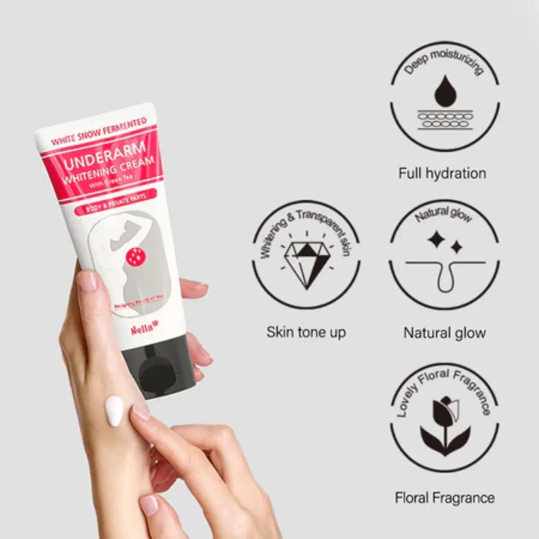 Nella White Snow Fermented Underarm Whitening Cream with Green Tea 50ml (Buy 1 Get 1 Offer) - Beasymart
