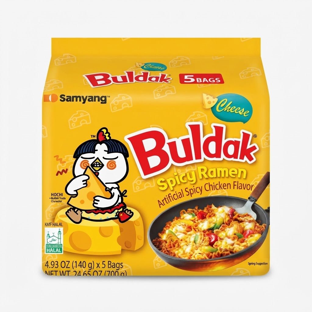 Samyang Buldak Cheese Hot Chicken Flavor Ramen (5 bagsx130g) - Beasymart