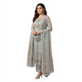 Grey Embroidered Pakistani Salwar Kameez Set (Unstitched)