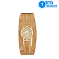 Women's gold rhinestone wrap-around Bracelet Watch.