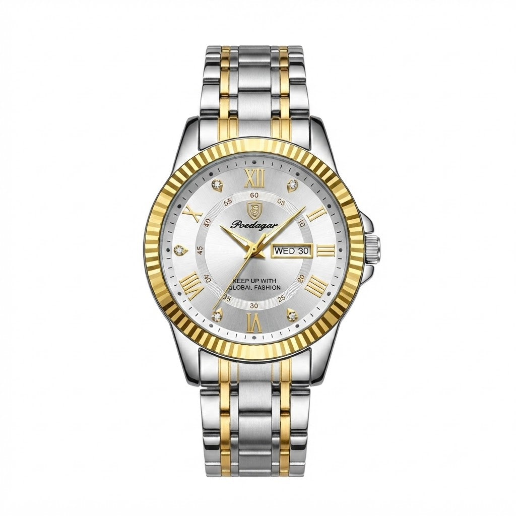 POEDAGAR 615 Two-Tone Quartz Watch - M040