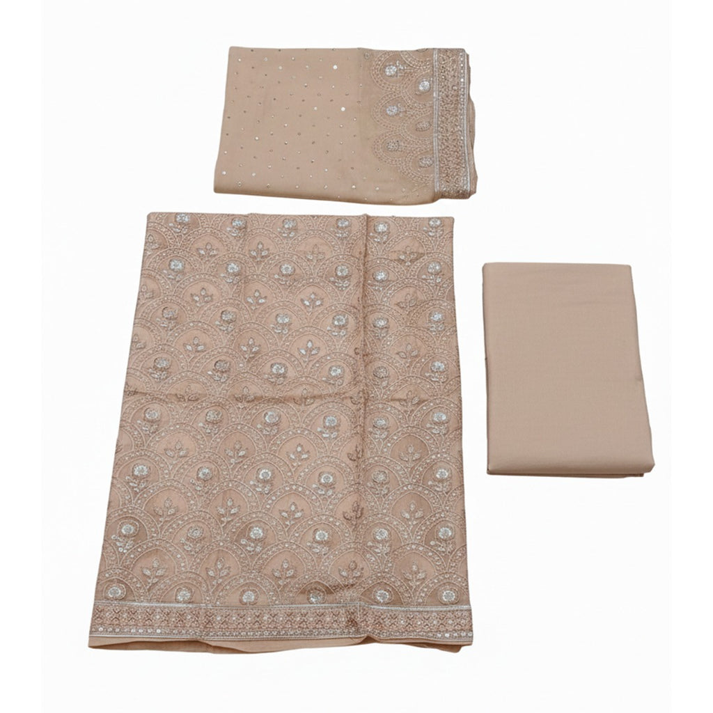Peach-Toned Three-Piece Salwar Kameez (Unstitched)