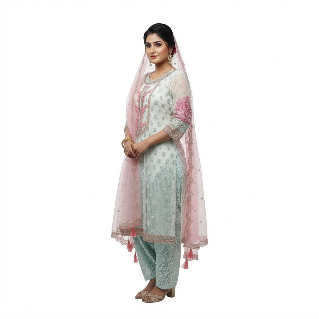 Three-Piece Ethnic Salwar Suit Set (Unstitched)
