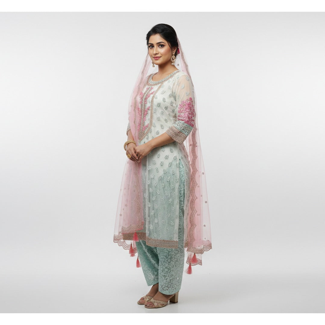Three-Piece Ethnic Salwar Suit Set (Unstitched)