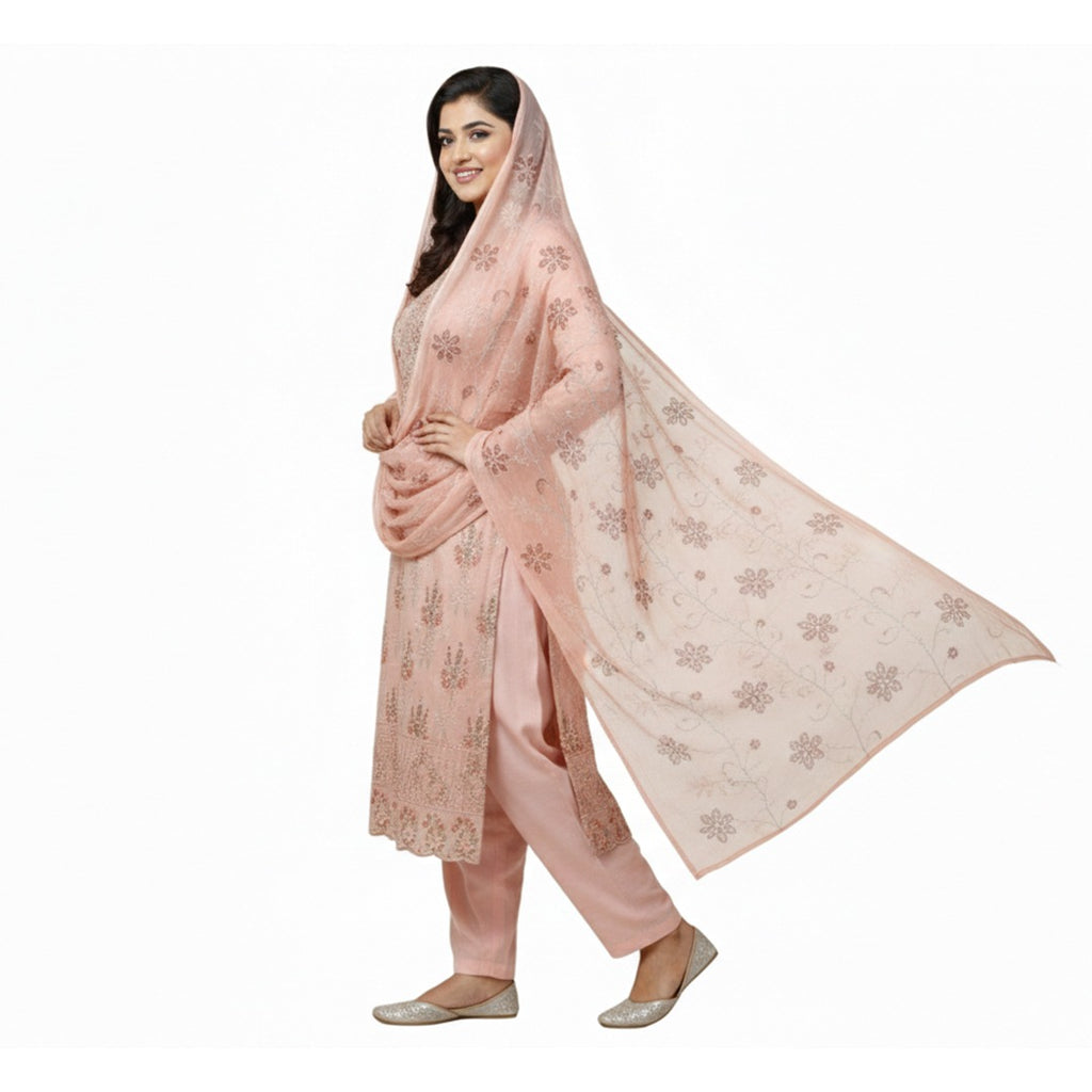 Peach-Colored Salwar Kameez (Unstitched)