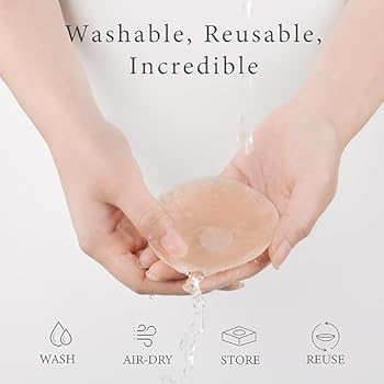 1 Pair Cool Reusable Self-Adhesive Silicone Pad Cover Pad Natural Color Nipple Stickers - Beasymart