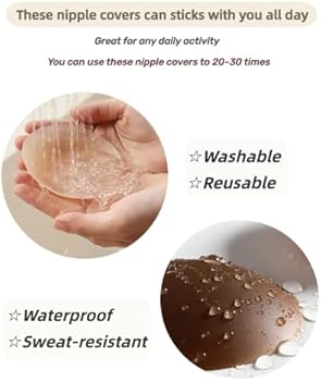 1 Pair Cool Reusable Self-Adhesive Silicone Pad Cover Pad Natural Color Nipple Stickers - Beasymart