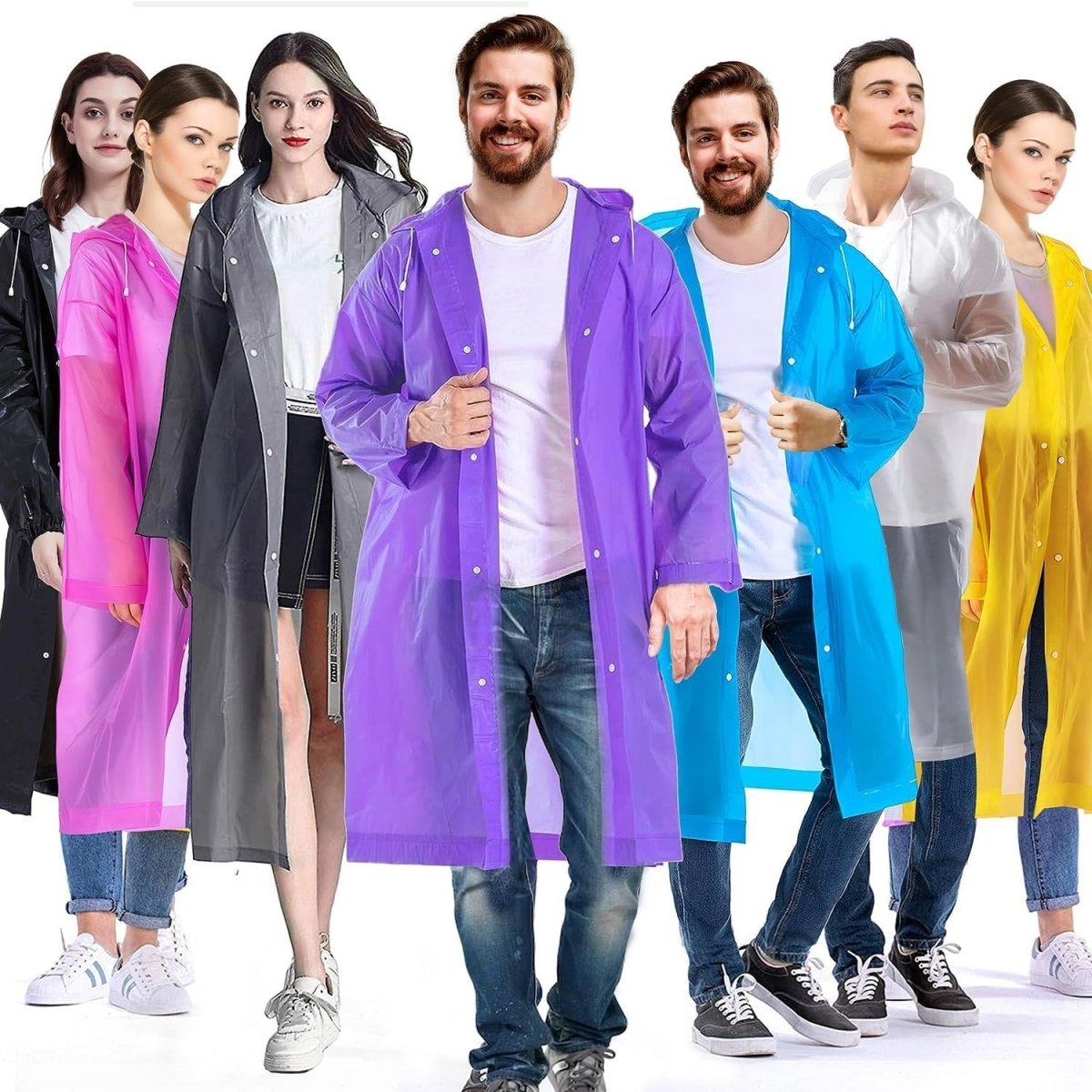 1 Pcs Raincoat High Quality Long Rain Coat Lightweight 0.15mm Thick Travel Rain Coat for Men/Women - Beasymart