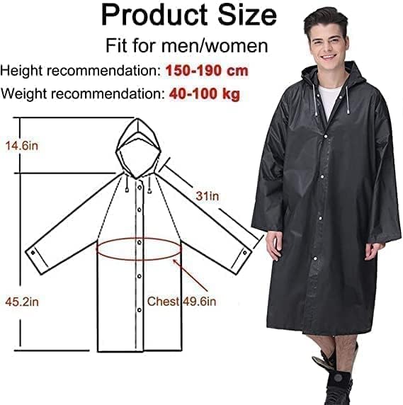 1 Pcs Raincoat High Quality Long Rain Coat Lightweight 0.15mm Thick Travel Rain Coat for Men/Women - Beasymart