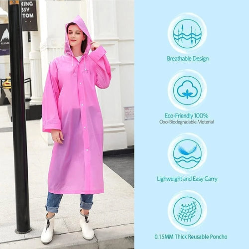 1 Pcs Raincoat High Quality Long Rain Coat Lightweight 0.15mm Thick Travel Rain Coat for Men/Women - Beasymart