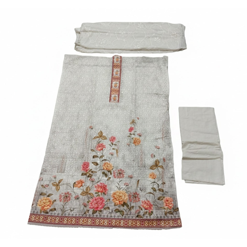 Off-White Straight-Fit Kurta (Unstitched)
