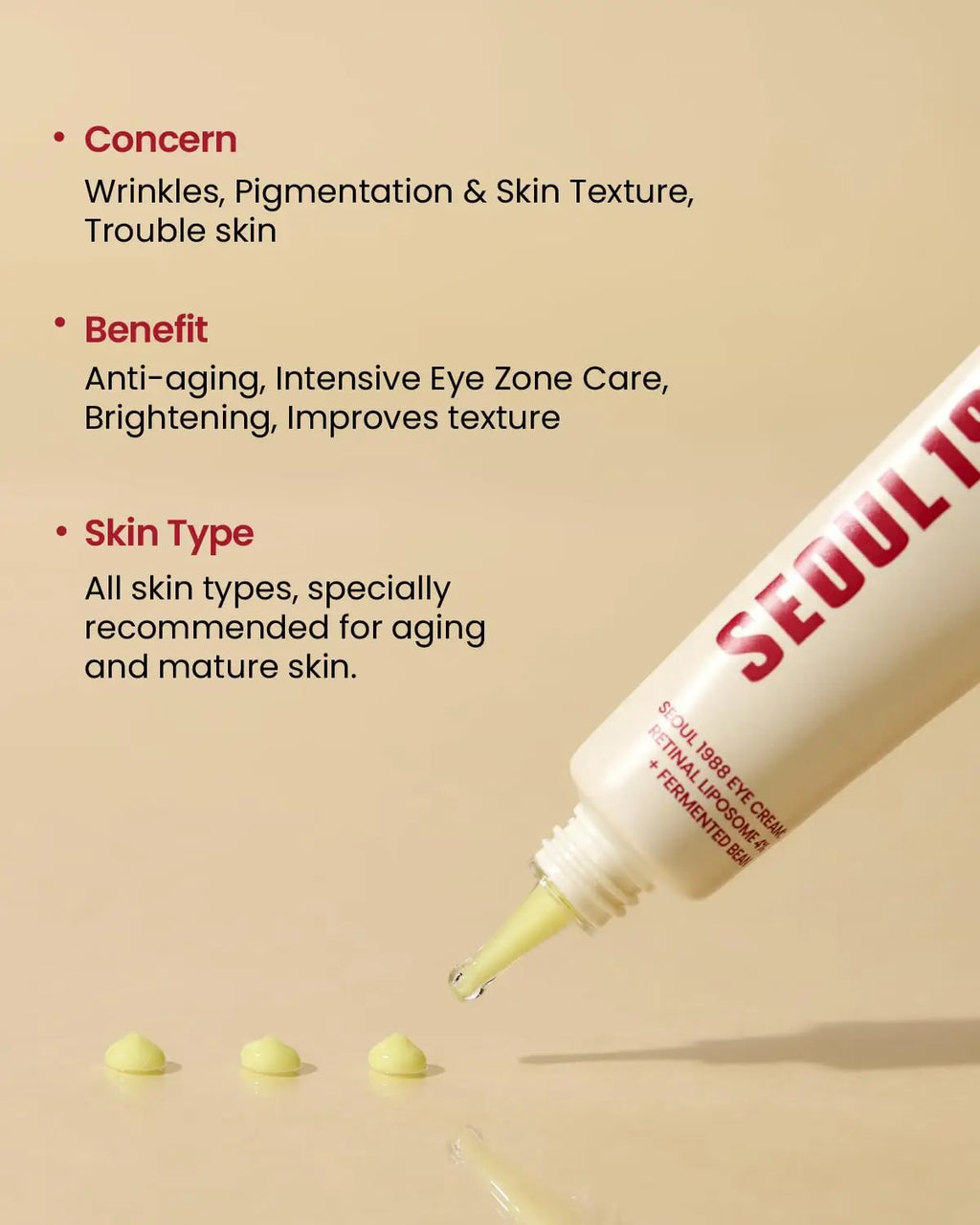 K-Secret Seoul 1988 Eye Cream : Retinal Liposome 4% + Fermented Bean – 30ml