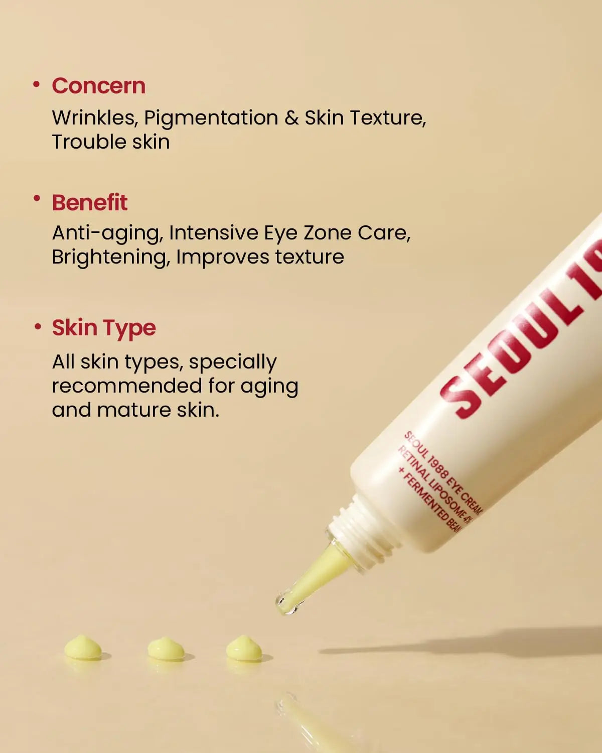 K-Secret Seoul 1988 Eye Cream : Retinal Liposome 4% + Fermented Bean – 30ml