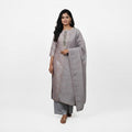 Traditional Grey Salwar Kameez Set (Unstitched)