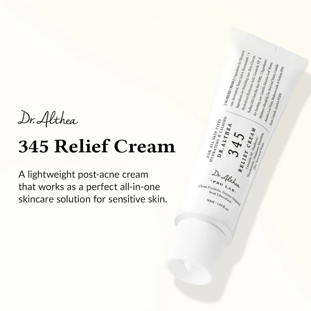 Dr.Althea 345 Relief Cream | Daily Face Moisturizer For Soothing Recovery And Blemish Care With PDRN & Niacinamide | Korean Vegan Skincare For All Skin Types 50ml Buy 1 + Get 1