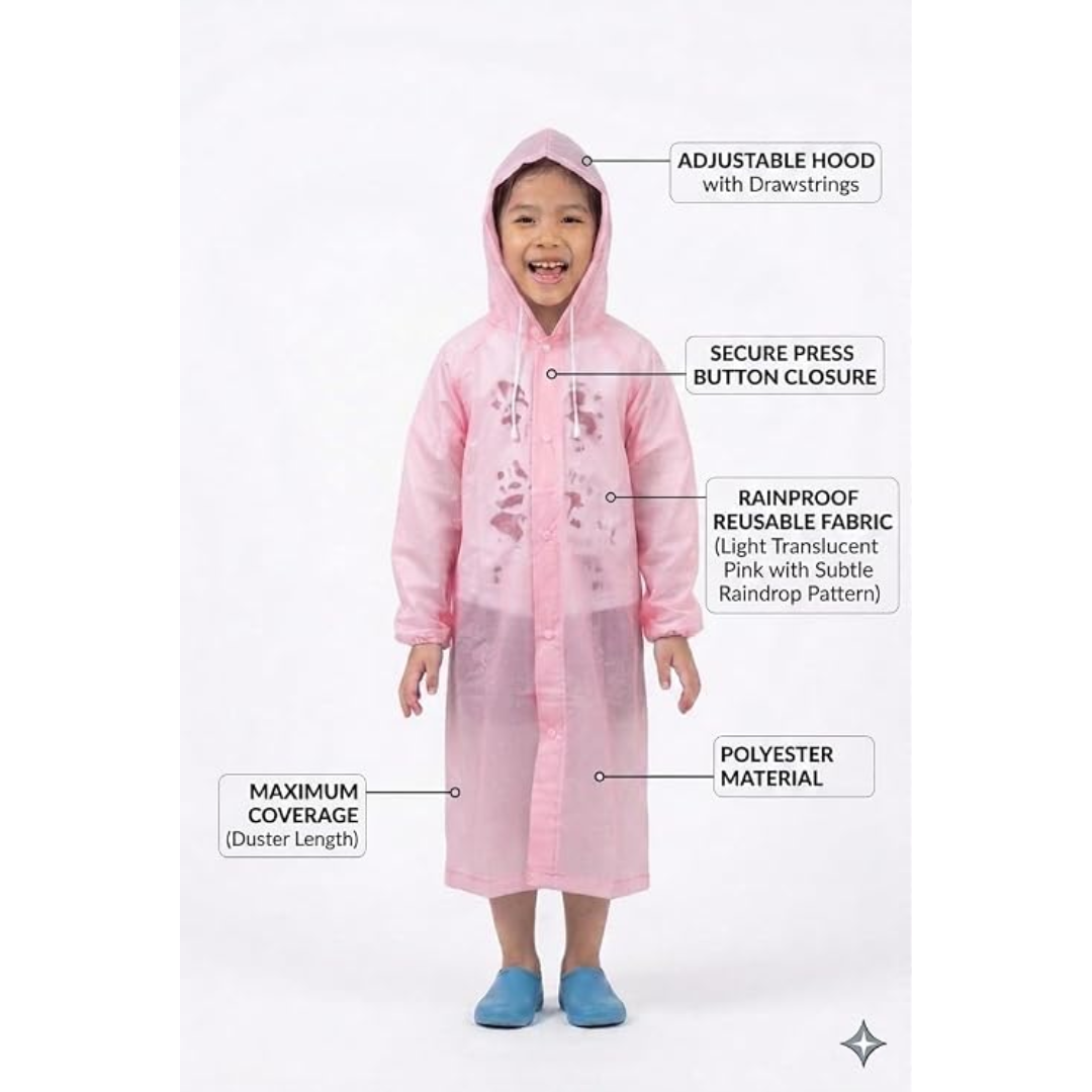 PVC- Polyester Rain Coat For Kids ( Boy Or Girl)