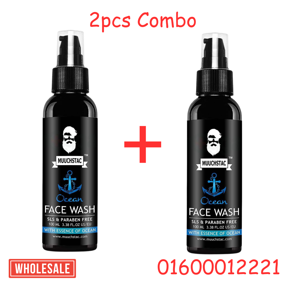Muuchstac Ocean Face Wash SLS And Paraben Free For Men 100ml | Deep Clean & Oil Control Buy 2pcs Combo Offer