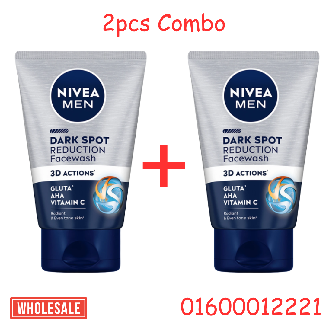 Nivea Men Dark Spot Reduction Face Wash Vitamin C Effect For Clean, Clear Skin 100ml 2pcs Combo