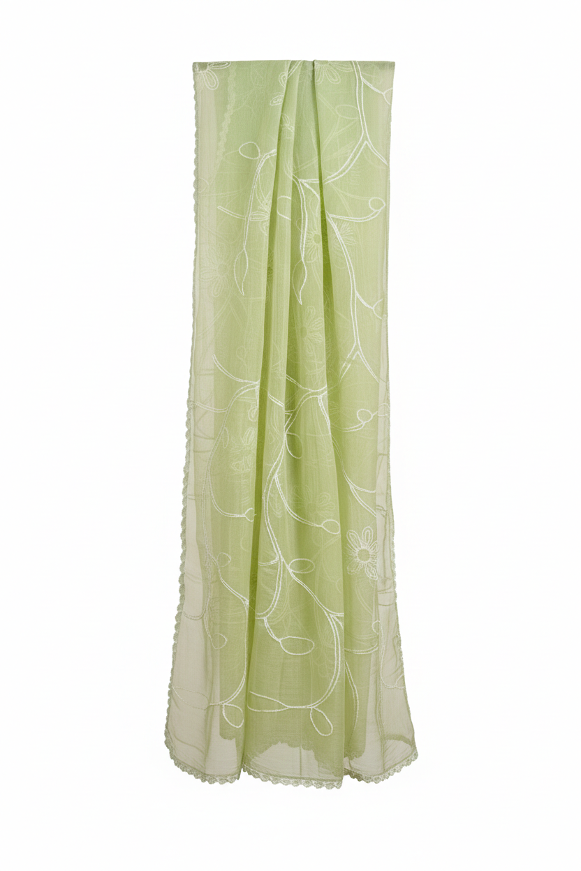 Beasy Premium Georgette Pastel Green Embroidered Kurti Set for Women