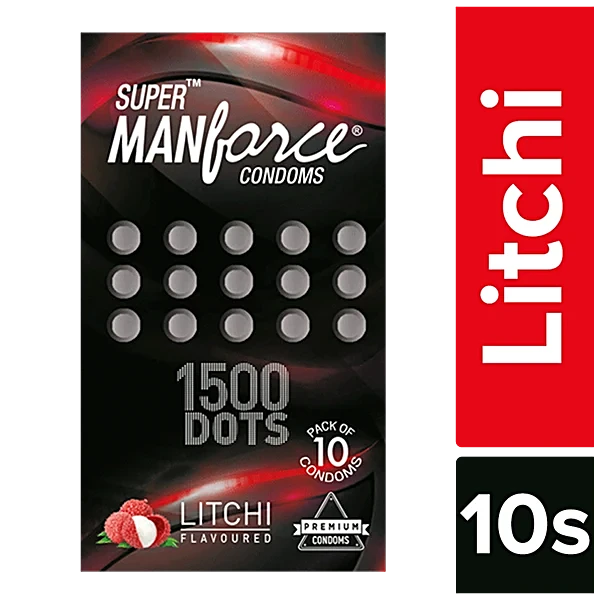 Manforce 1500 Dots Litchi Flavor Condom 10's Pack