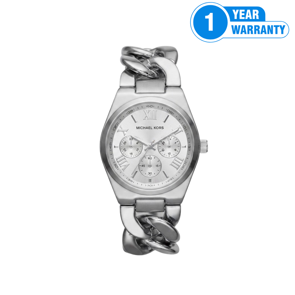 Michael Kors MK3149 Women's Runway Chronograph Twist Chain Steel Bracelet Watch.