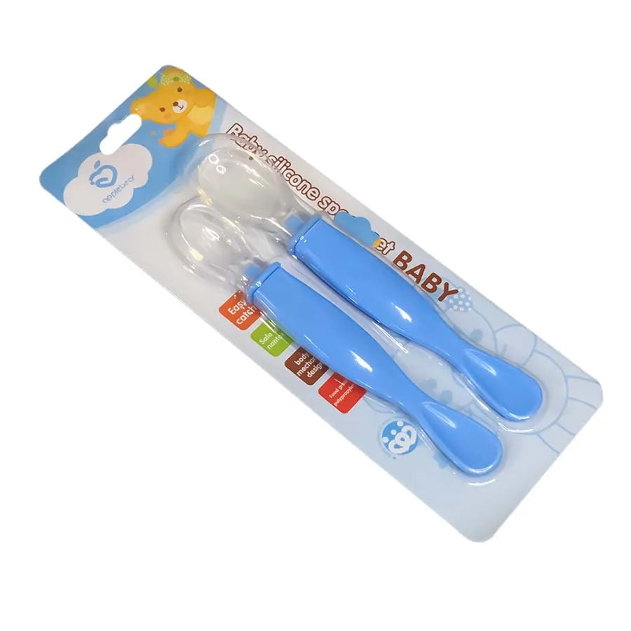 Applebear 2pcs Baby Feeding Spoon Set – Soft Silicone – Multicolor