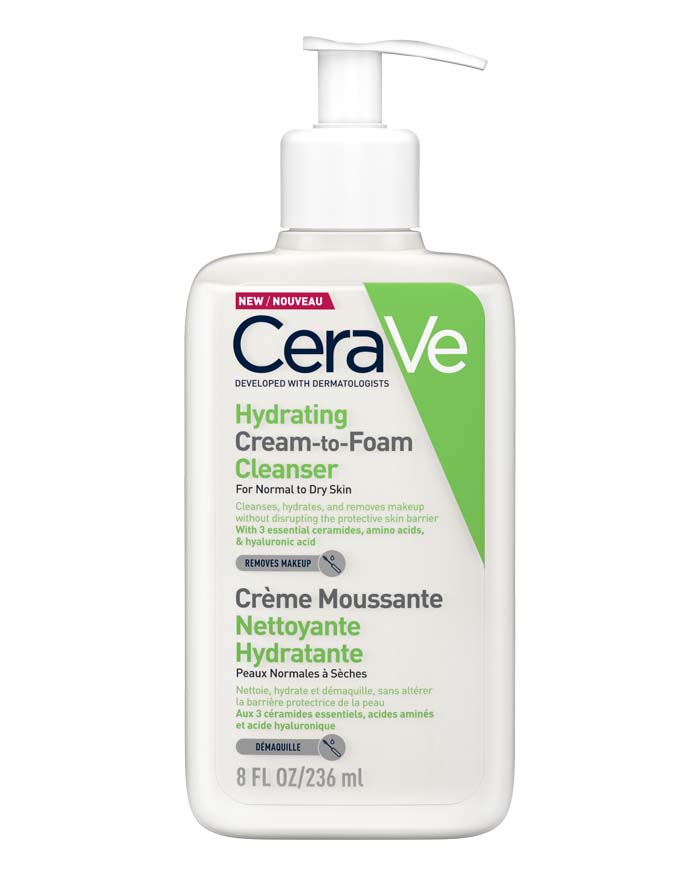 CeraVe Hydrating Cream-to-Foam Cleanser For Normal To Dry Skin, 236ml