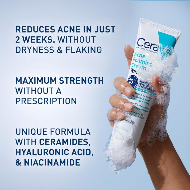 Cerave Acne Foaming Cream Cleanser with 4% Benzoyl Peroxide (150ml)