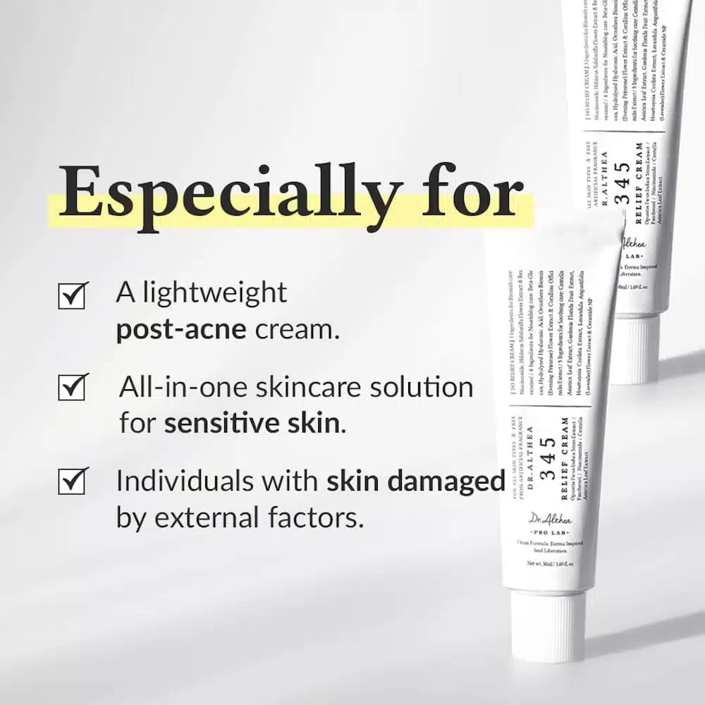 Dr.Althea 345 Relief Cream | Daily Face Moisturizer For Soothing Recovery And Blemish Care With PDRN & Niacinamide | Korean Vegan Skincare For All Skin Types 50ml Buy 1 + Get 1