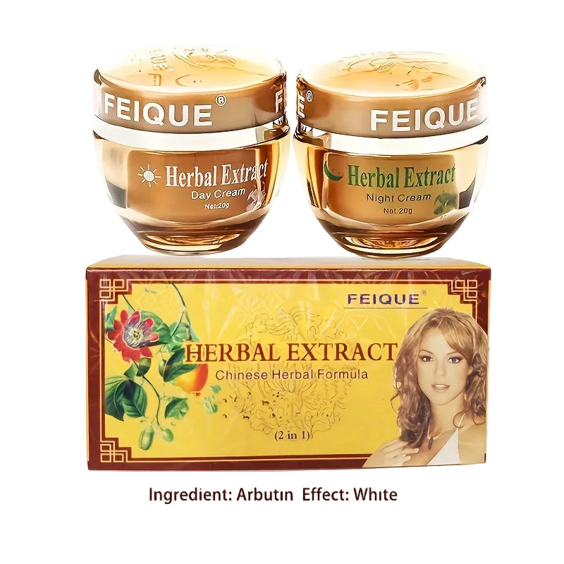 FEIQUE Herbal Extract Whitening Anti-Freckle Set Day and Night Cream - www.beasymart.com