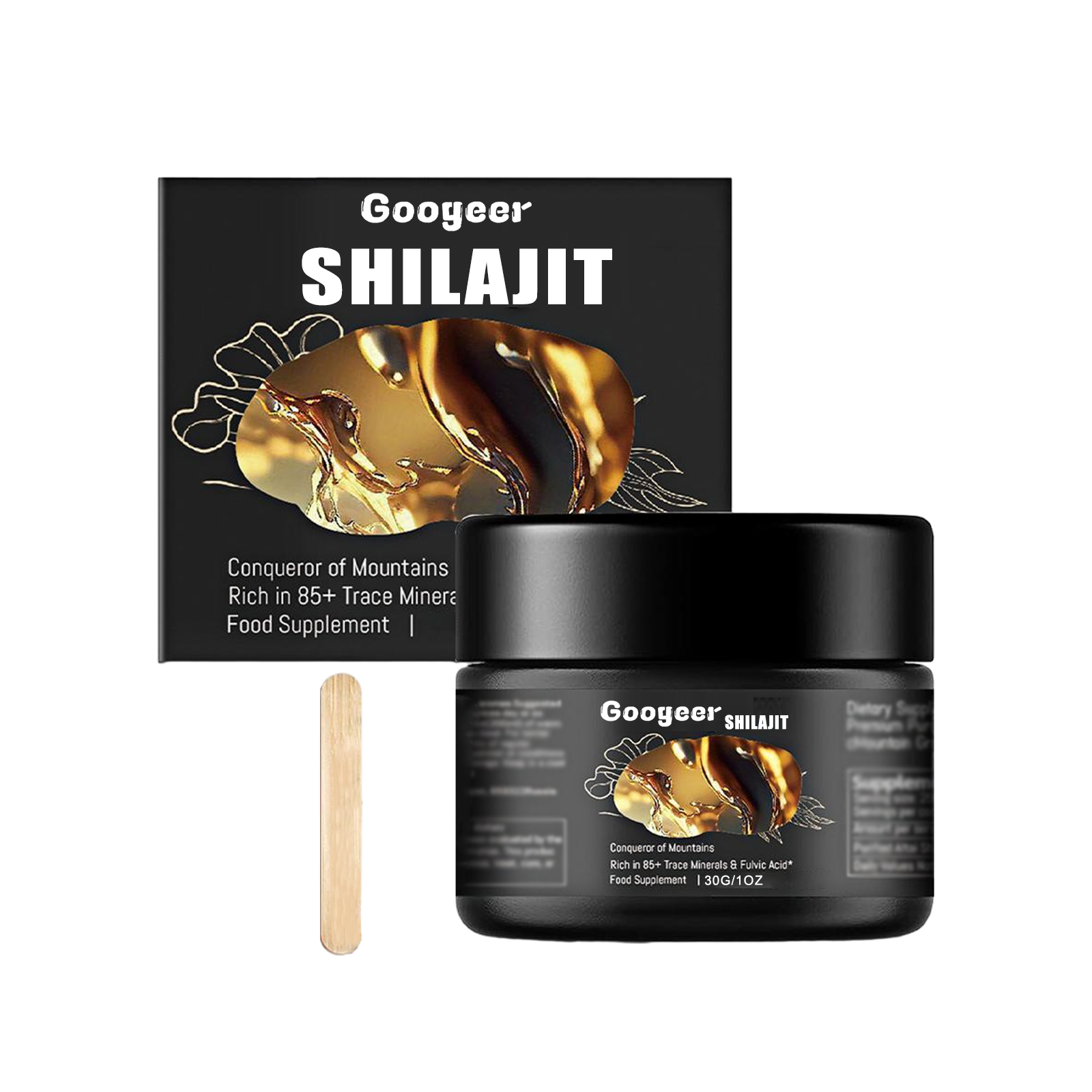 Googeer Purest Himalayan Shilajit Resin 100% Pure 600mg Maximum Natural Organic Resin with 85+ Trace Minerals & Fulvic Acid for Energy , Immune Support