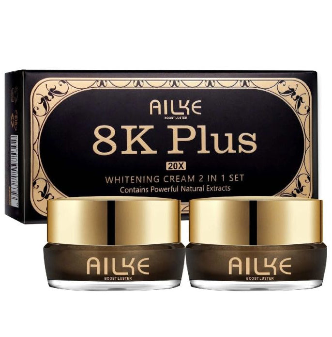 Ailke Boost Luster 8k Plus 20x Whitening Cream 2 in 1 Set Contains Powerful Natural Extracts Day & Night Cream
