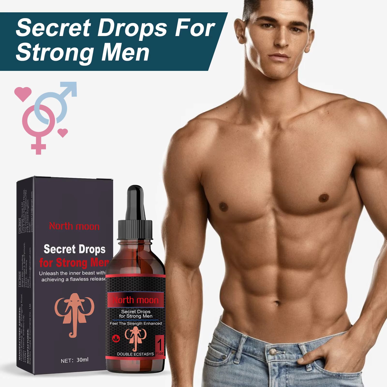 NORTH MOON Male Secret Drops Man Happily Dropfor Improve Energyn Easy To Use Strong Secret Drops 30ml