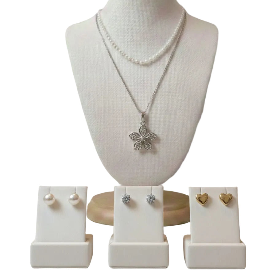 Women's Chain Necklace Set + 3 Pair Earrings - NS01