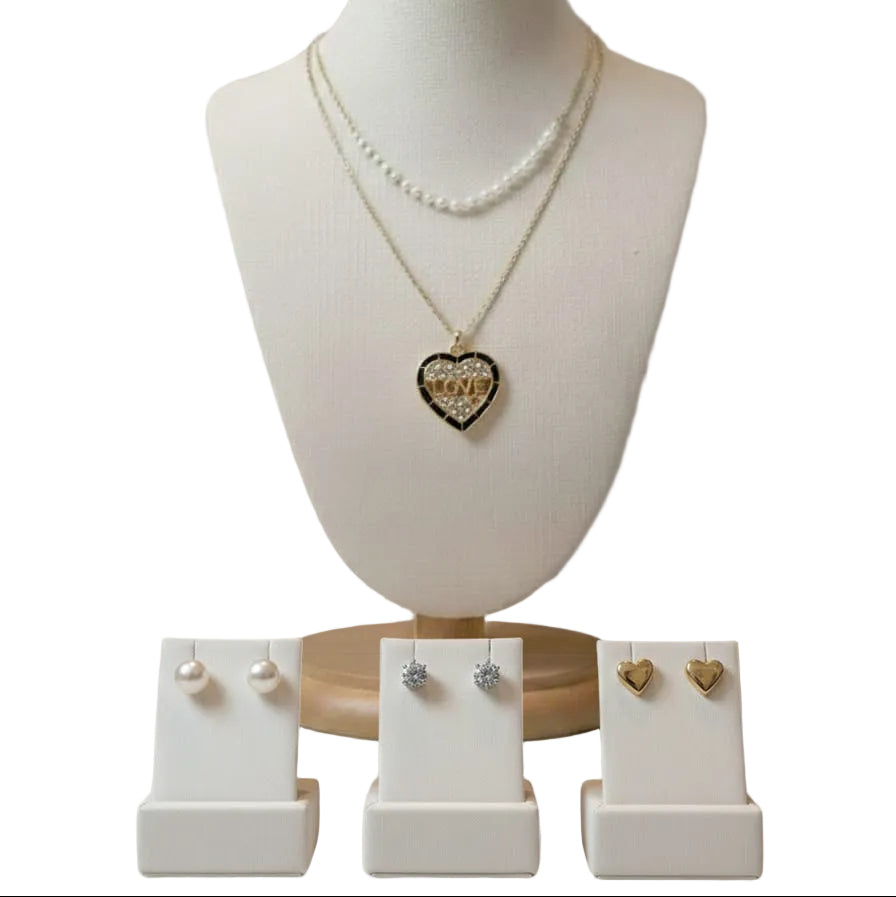 Women's Chain Necklace Set + 3 Pair Earrings - NS05