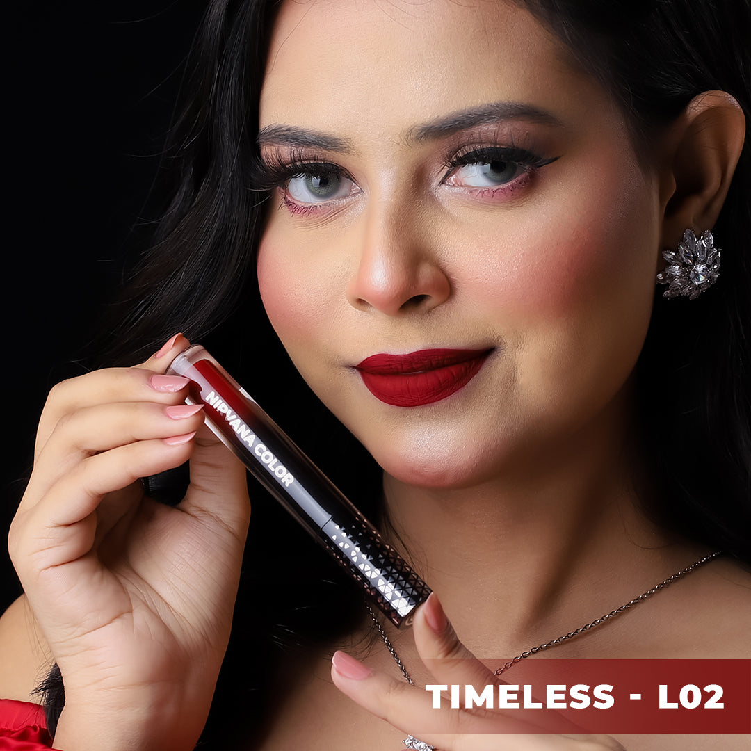 Timeless Lipstick Set ( Nirvana Color Liquid Matte Lipstick - Timeless L02 + wet n wild MegaLast Liquid Catsuit Matte Lipstick - Give Me Mocha)