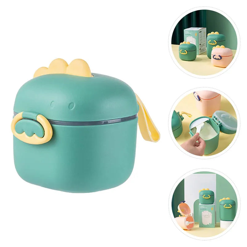 Portable Baby Formula Dispenser Feeding Milk Powder Container 800 ML Cartoon Dinosaur Shape Travel Food Storage Milk Powder Boxes with Spoon