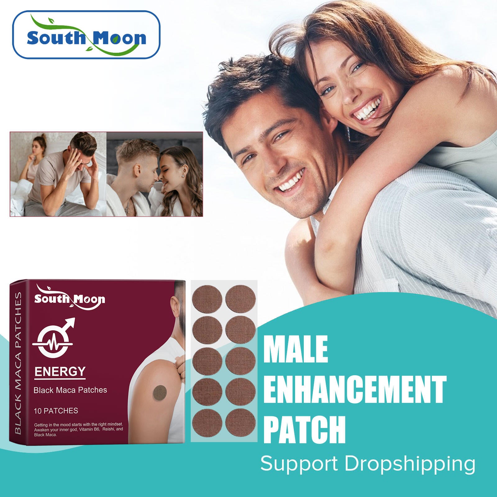 Teen Again Vaginal Tightening And Whitening Cream, For Personal 60g With 10pcs South Moon Black Maca Patches Designed To Enhance Energy, Stamina, And Hormonal Balance, Often Marketed For Improving Libido And Reducing Fatigue 2pcs Combo