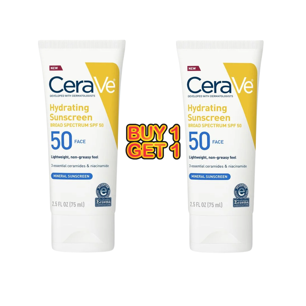 CeraVe Hydrating Mineral Face Sunscreen Broad Spectrum SPF 50 75ml (Buy 1 Get 1 Offer)