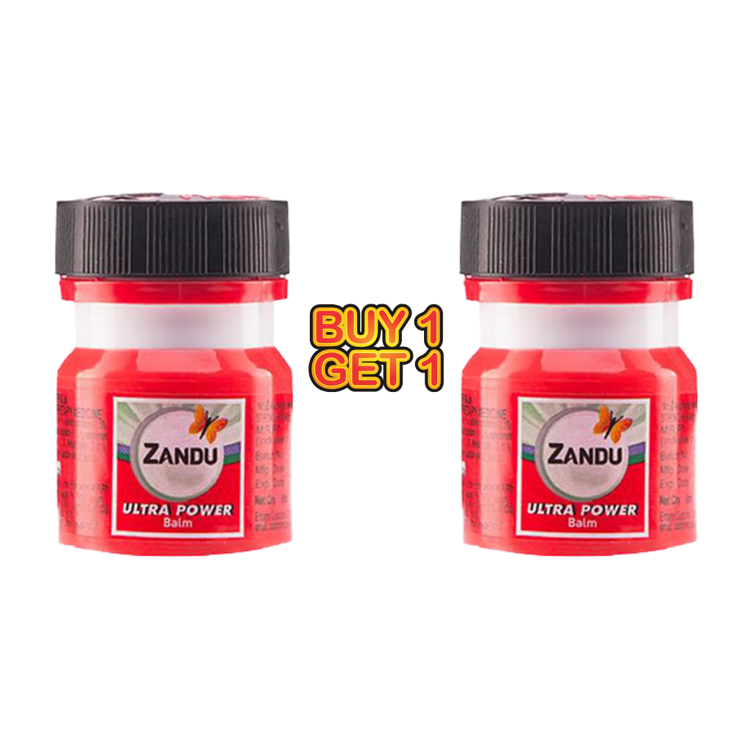 Zandu Ultra Power Balm Red 8ml For Strong Headache, Bodyache & Cold Buy 1 Get 1 Offer
