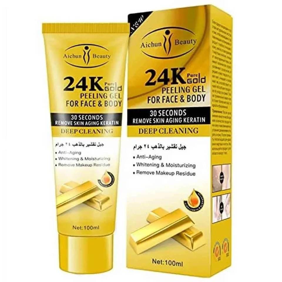 Aichun Beauty 24K Gold Peeling Gel For Face & Body 100ml 30 Seconds Remove Skin Aging Keratin Deep Cleaning - Beasymart