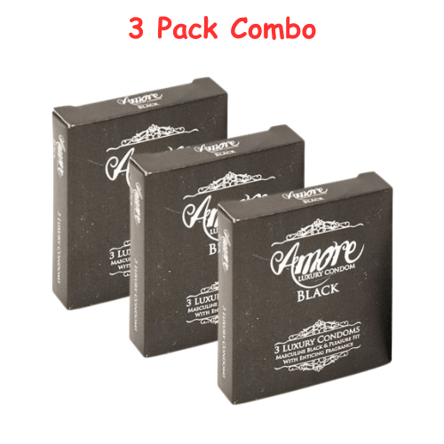 Amore Luxury Black Condom 3's X 3 Pack Combo Offer - Beasymart