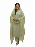 Beasy Premium Georgette Pastel Green Embroidered Kurti Set for Women - Beasymart
