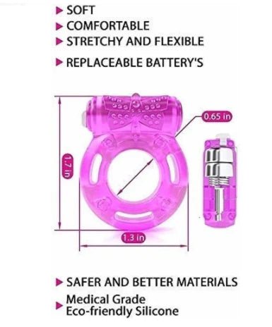 Butterfly Ring Delay And Vibration Long Lasting With Battery Included For Men Sensual Toys With 10pcs Battery - Beasymart