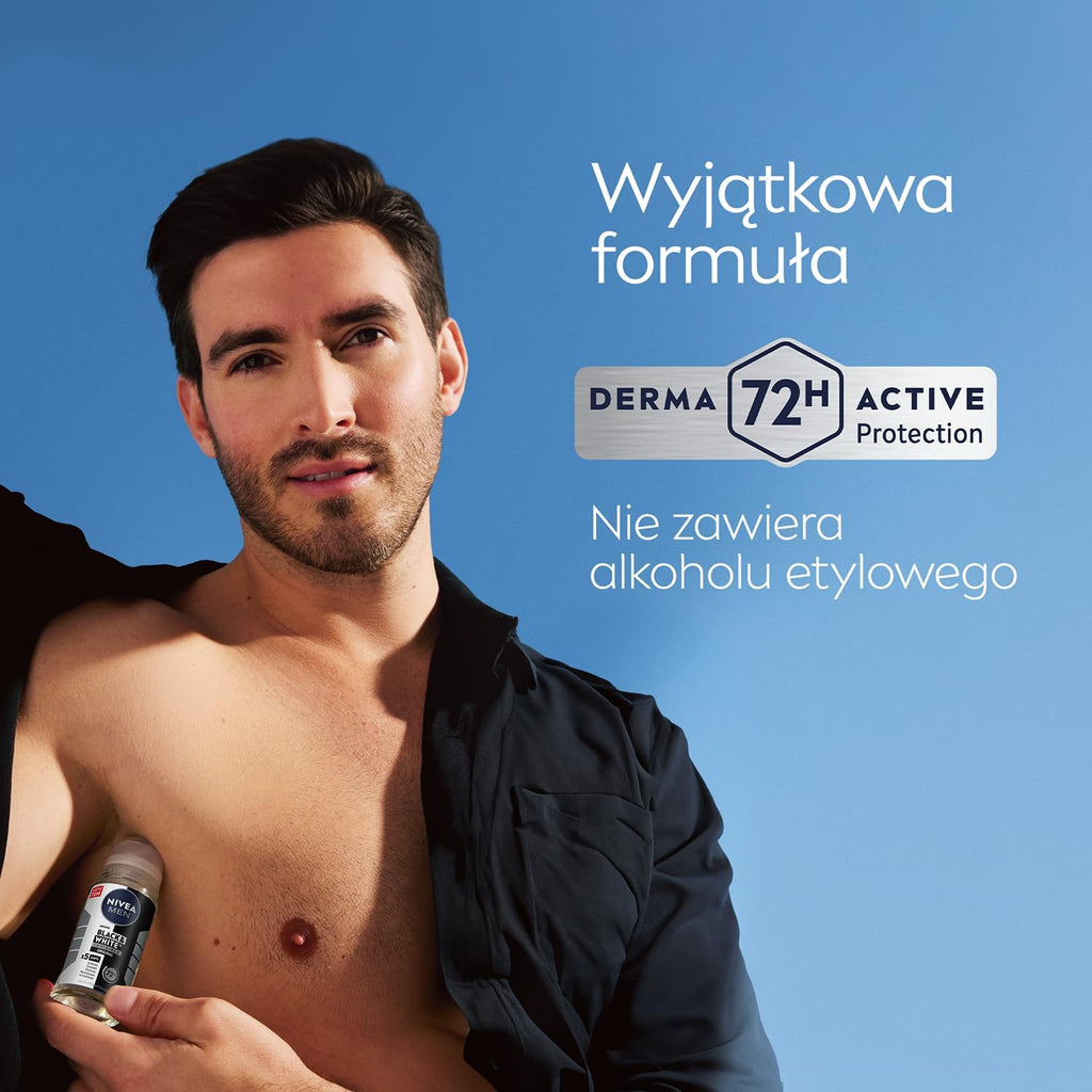 NIVEA MEN Deodorant Blac & White 72 H Invisible Fresh Antiperspirant In The Ball For Men 50ml