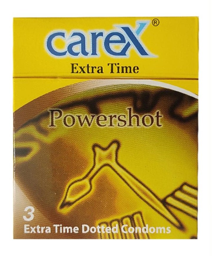 Carex Extra Time Powershot Dotted Condom -Single Pack 3Pcs (Made In Malaysia) - Beasymart